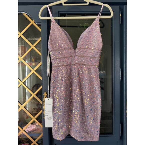 NWT Portia and Scarlett PS24003 Lilac Multicolor Cocktail Dress | Size 2 Sequin - Picture 6 of 7